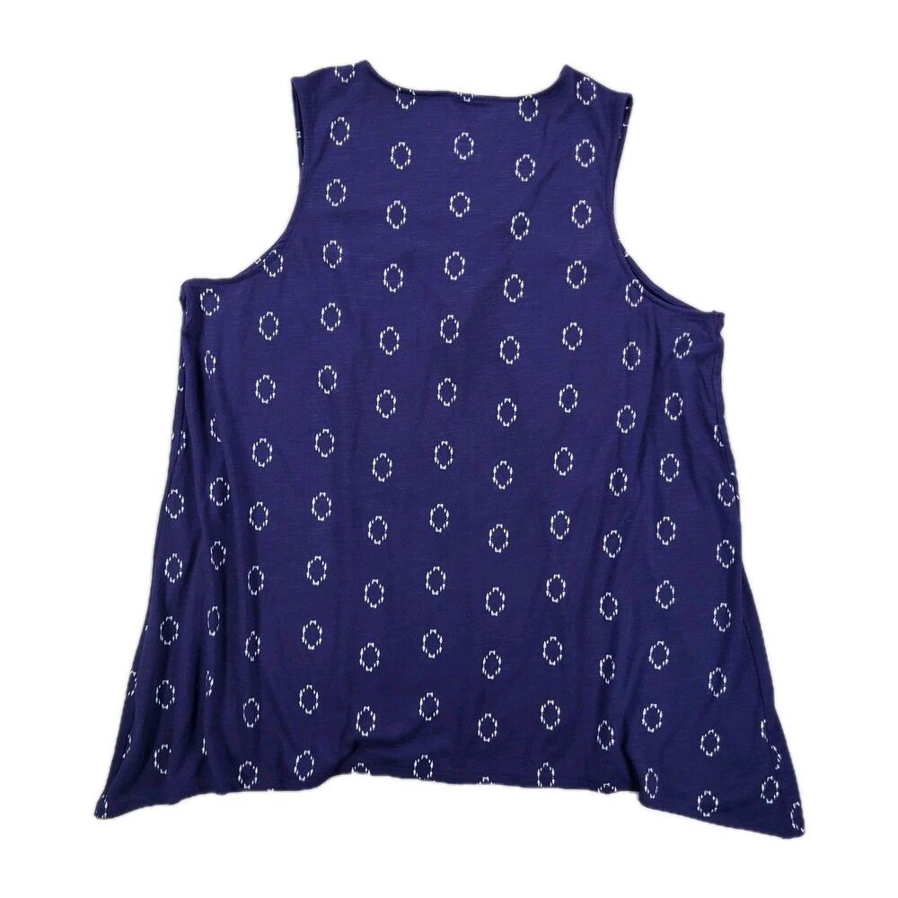 Sonoma Goods For Life Plus Sz 1X Blue Lace-Up V-Neck Sleeveless Blouse Geo Print - Picture 3 of 6
